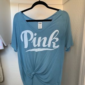 Light blue Pink v-neck